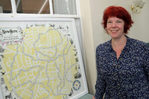 Pictured: Artist Suzie Devey reveals the map of memories created with the help of patients at St Teresa’s Hospice